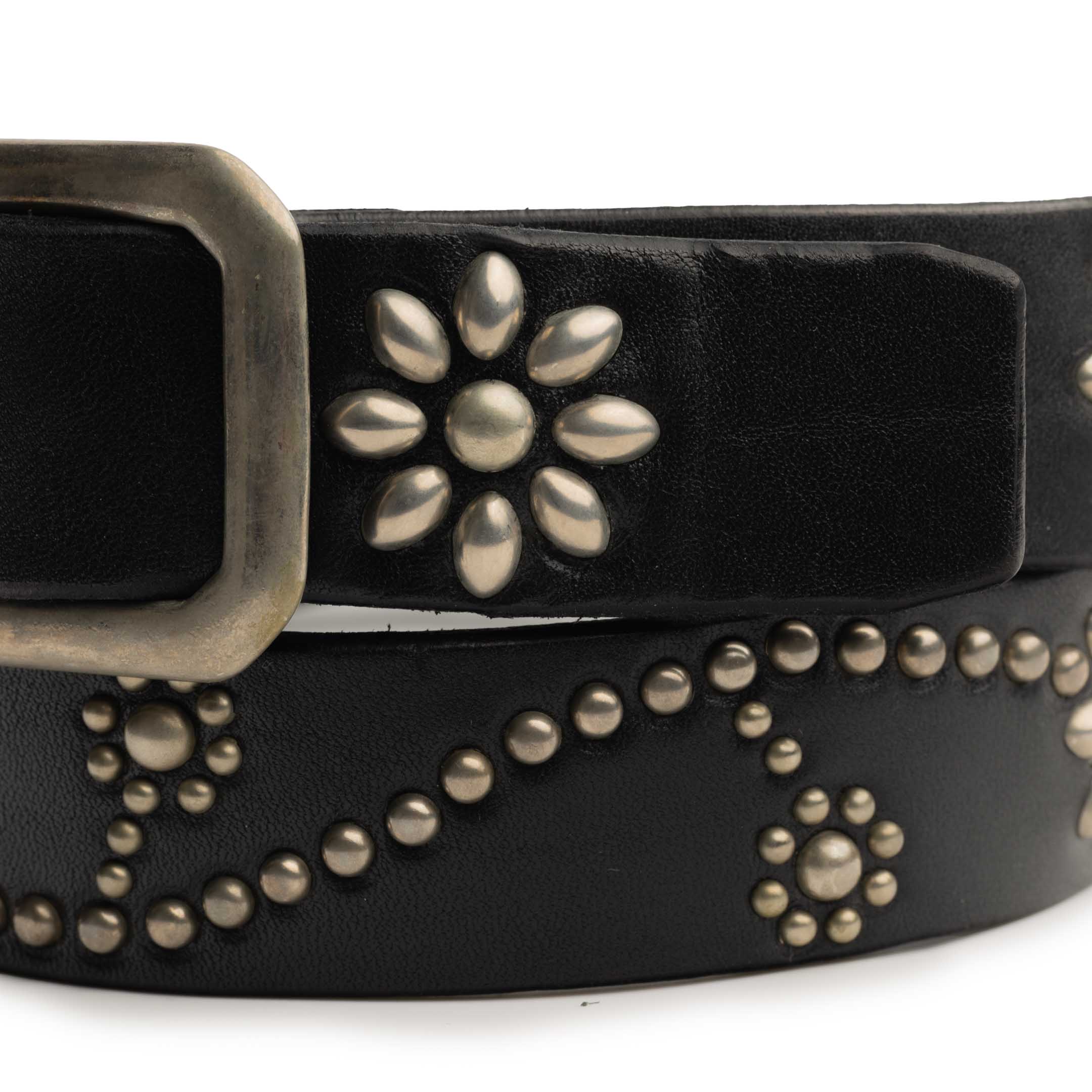 HTC Belt Black Leather W/Silver Studs (24 1.25)-Belt-Clutch Cafe