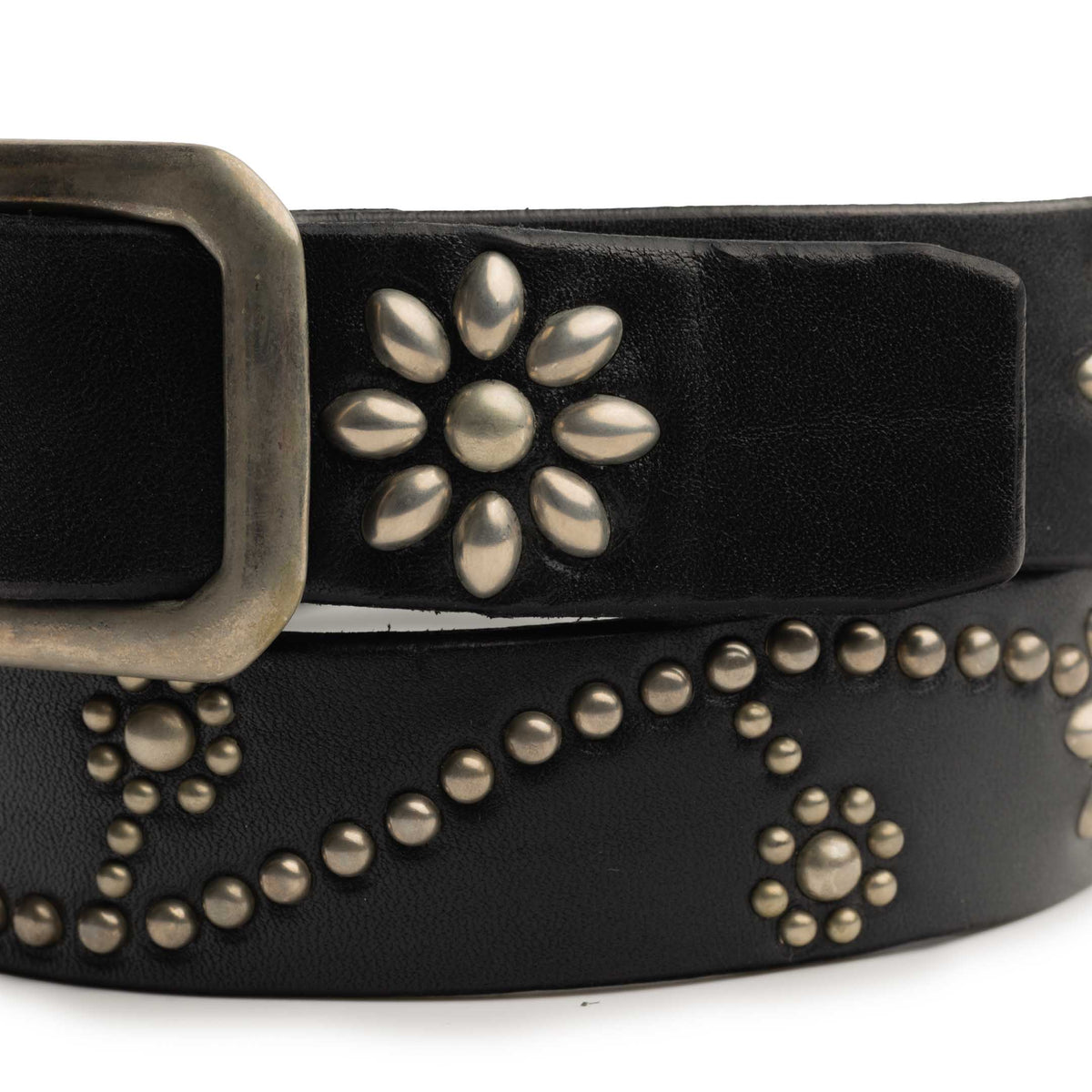 HTC Belt Black Leather W/Silver Studs (24 1.25)-Belt-Clutch Cafe