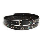 HTC Belt Black Leather w/ Silver Studs & Turquoise Stones (SN32 TQ 0.75)-Belt-Clutch Cafe