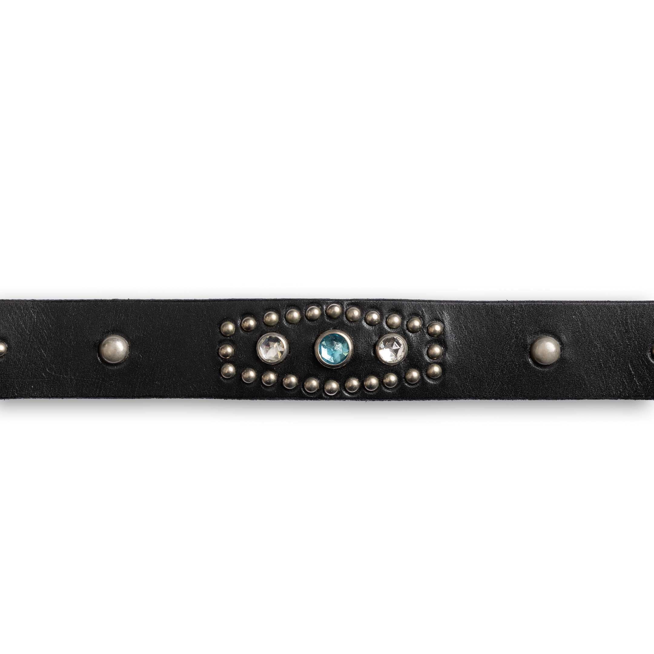 HTC Belt Stadium Stone Black/Silver w/D.Aqua & Clear Stone-Belt-Clutch Cafe