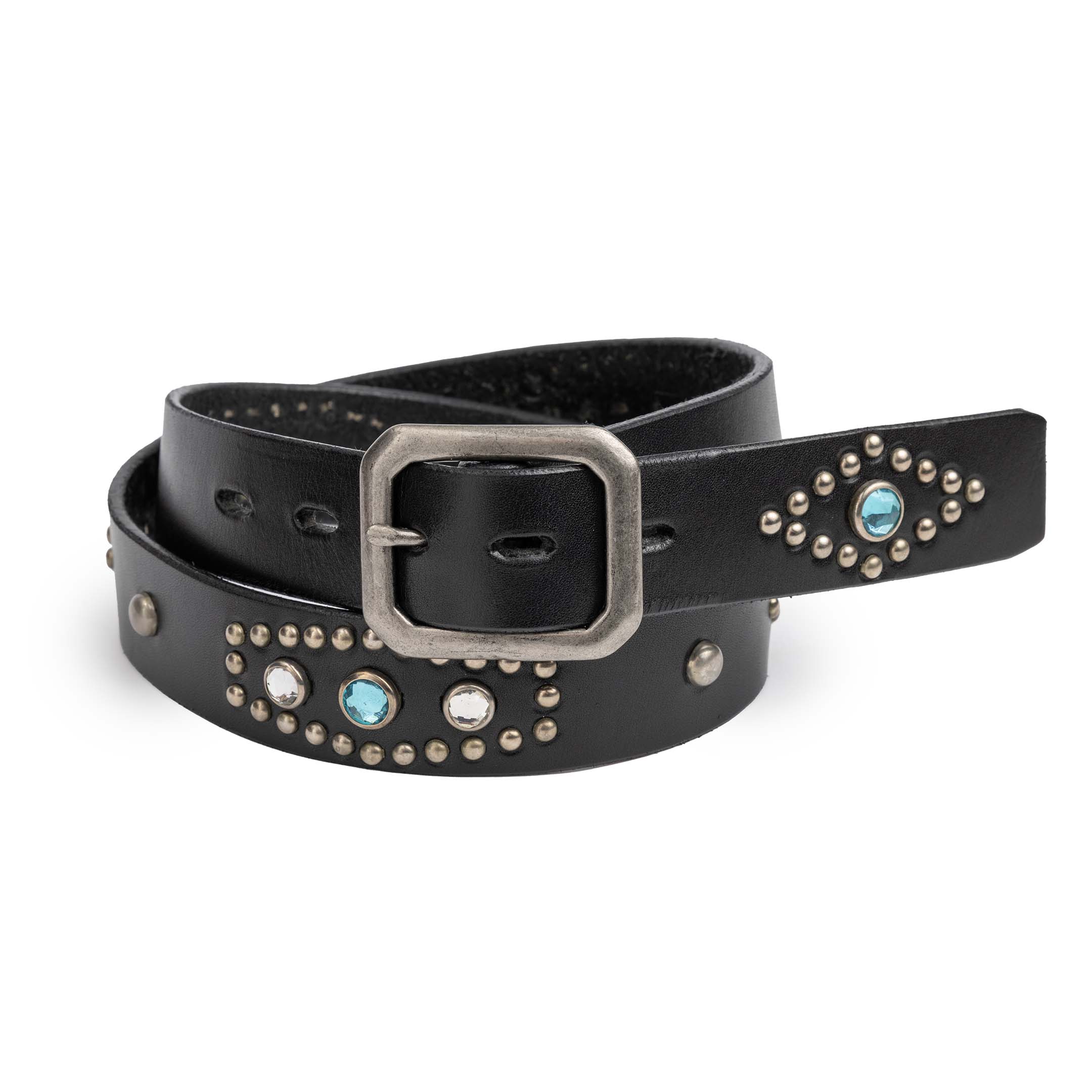 HTC Belt Stadium Stone Black/Silver w/D.Aqua & Clear Stone-Belt-Clutch Cafe