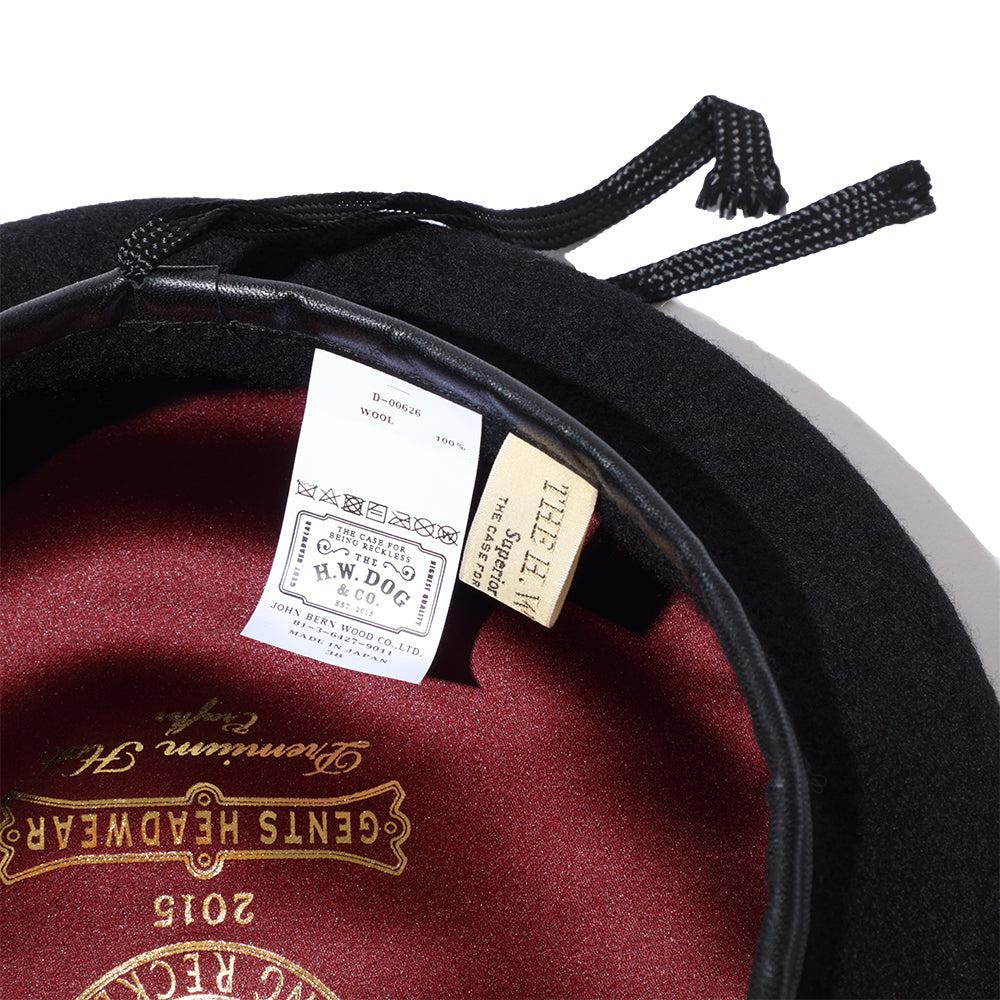 H.W. Dog Leather Beret 63 Black-Beret-Clutch Cafe