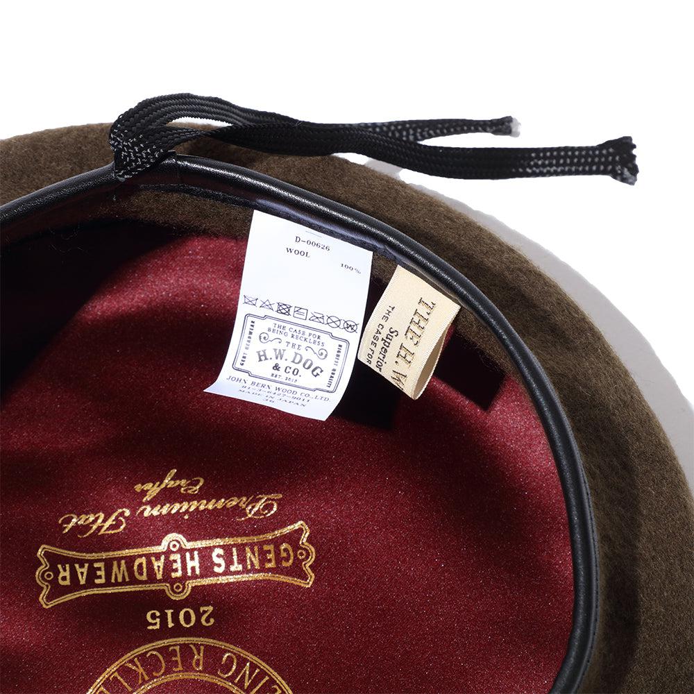 H.W. Dog Leather Beret 63 Olive-Beret-Clutch Cafe