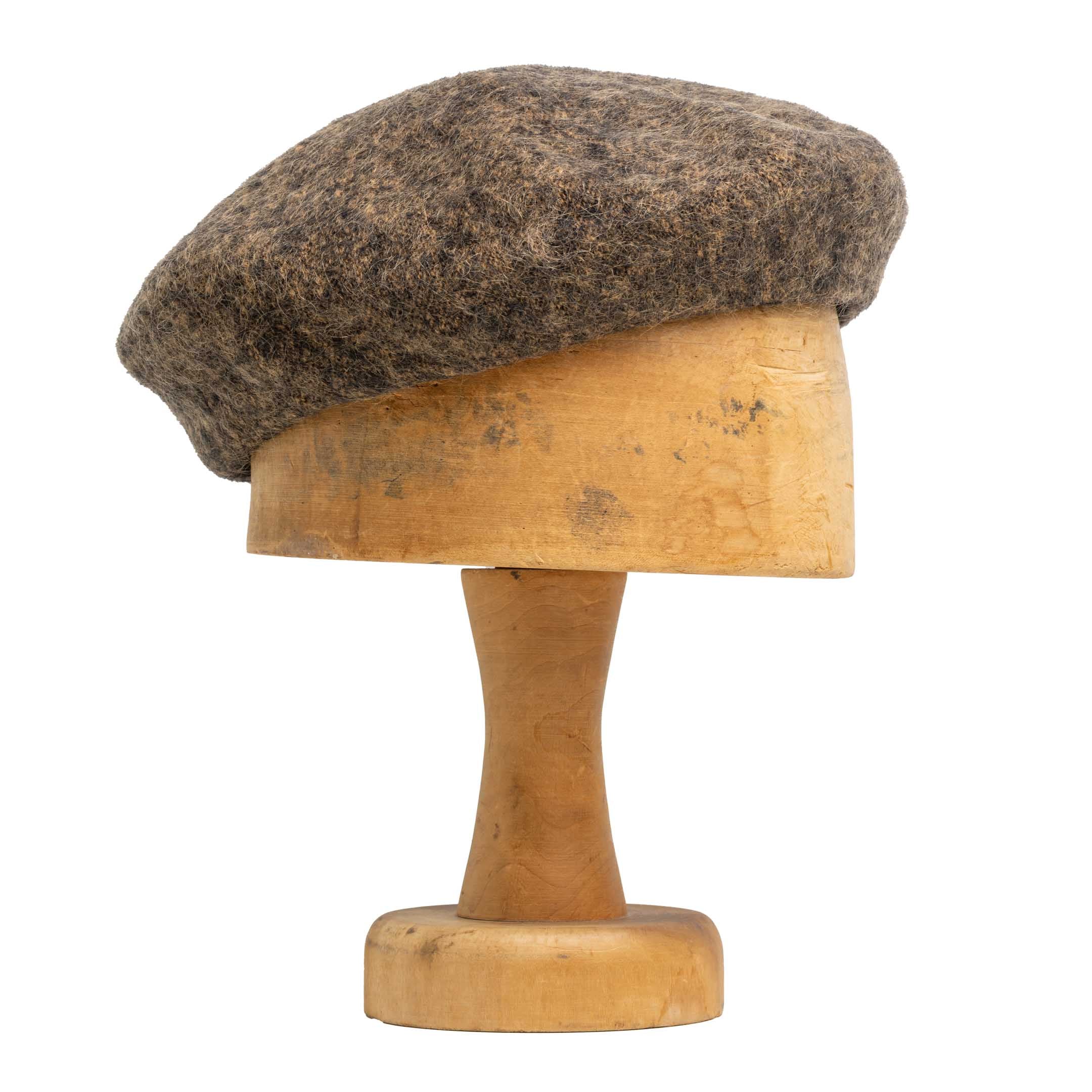 H.W. Dog Mohair Mix Beret Black-Hat-Clutch Cafe