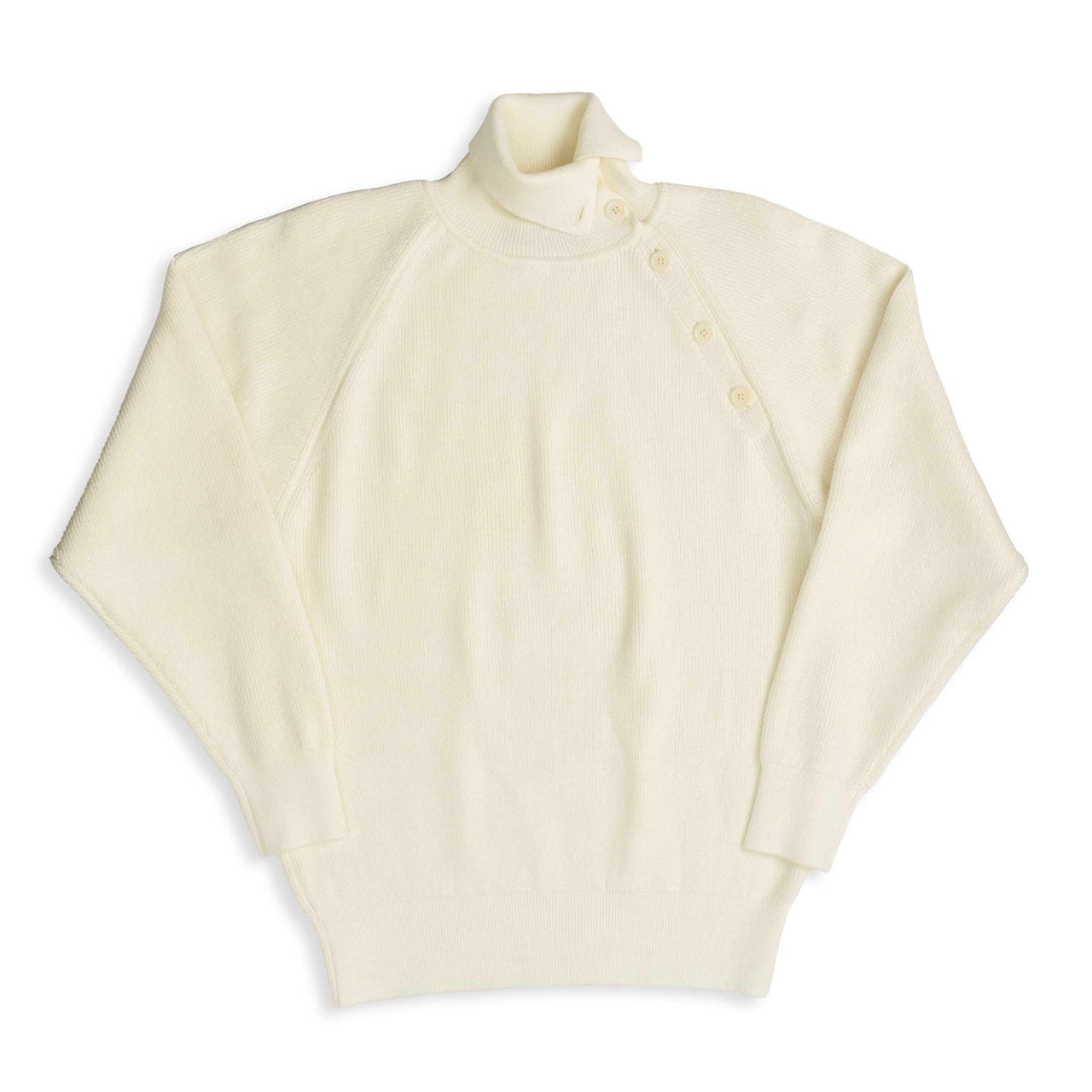 Haversack 10G Single Rib High Neck Sweater Ivory-Knitwear-Clutch Cafe