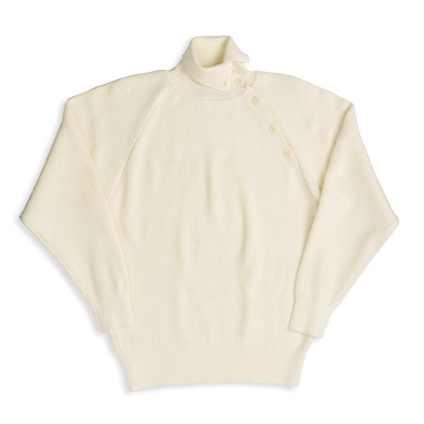 Haversack 10G Single Rib High Neck Sweater Ivory-Knitwear-Clutch Cafe