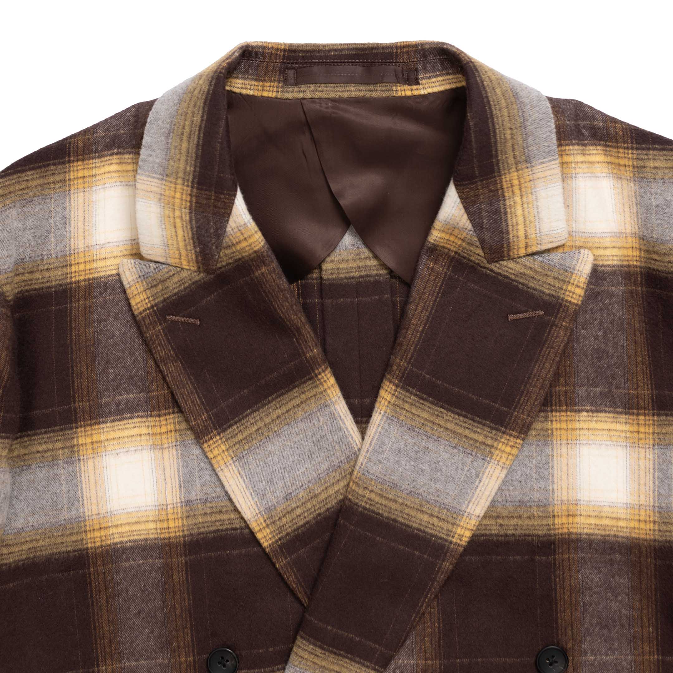 Haversack Double Breasted Jacket Ombre Check Brown-Jacket-Clutch Cafe