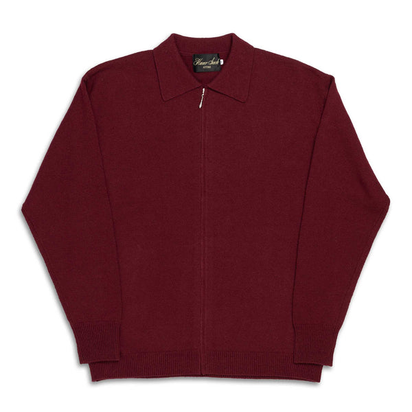 Haversack Full Zip Knit Cardigan Bordeaux-Cardigan-Clutch Cafe