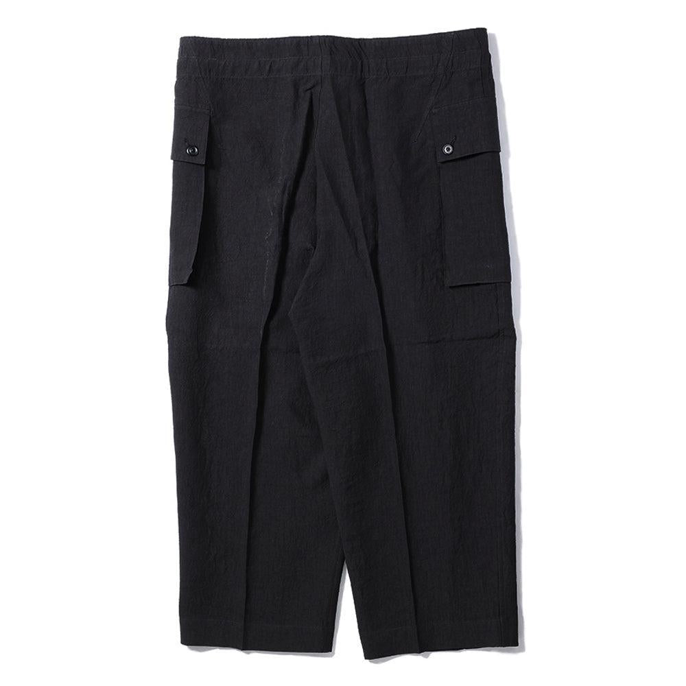Haversack Linen Army Wide Trousers Black-Trousers-Clutch Cafe
