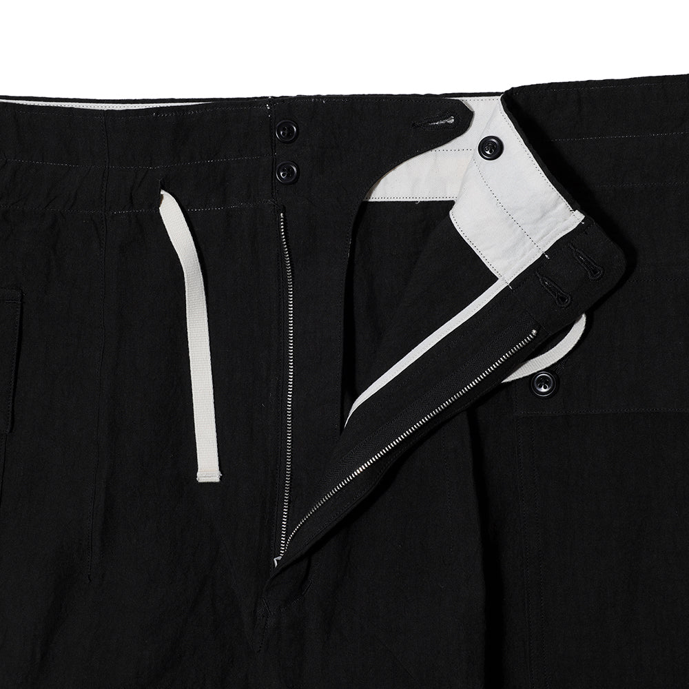 Haversack Linen Army Wide Trousers Black-Trousers-Clutch Cafe