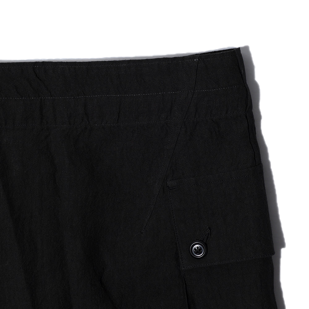 Haversack Linen Army Wide Trousers Black-Trousers-Clutch Cafe