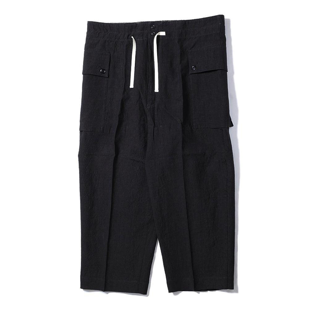 Haversack Linen Army Wide Trousers Black-Trousers-Clutch Cafe