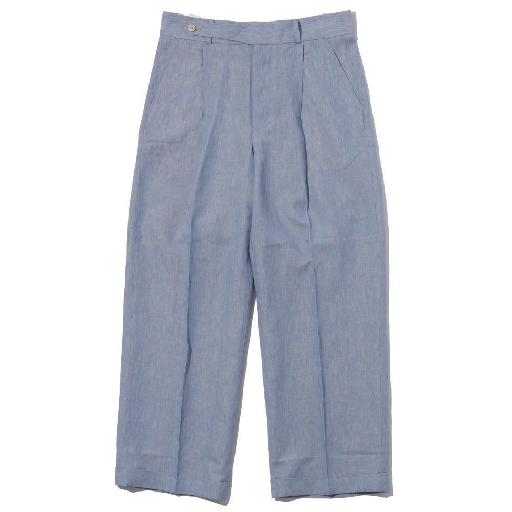 Linen Chambray Wide Pants Sax