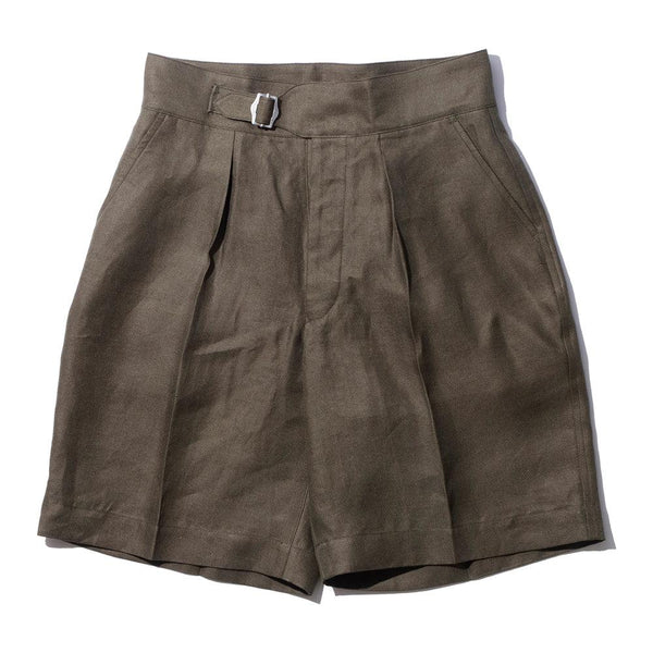 Haversack Linen Shorts Green-Trousers-Clutch Cafe
