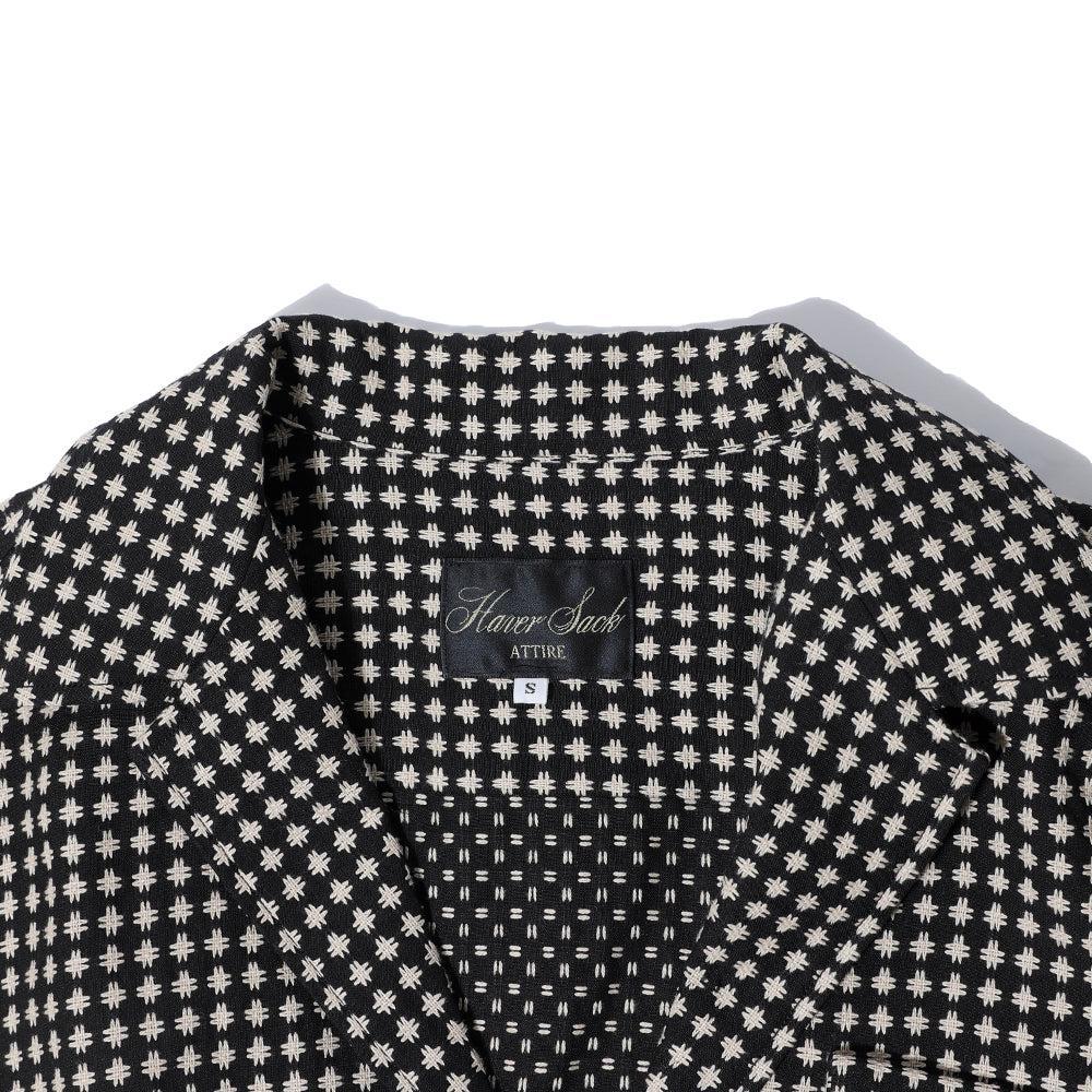 Haversack Sashiko Jacquard Pullover Shirt Black-Shirt-Clutch Cafe
