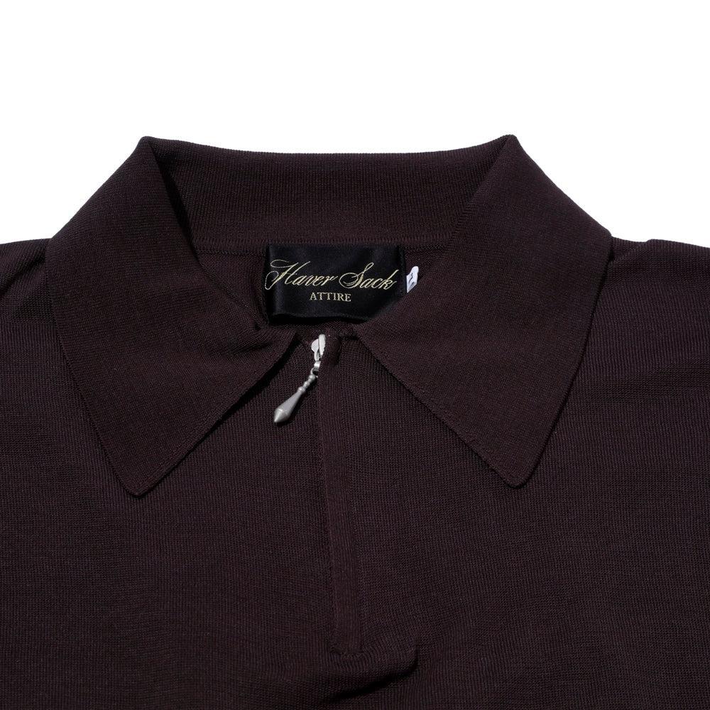 Haversack Zip Knit Polo Brown-Polo Shirt-Clutch Cafe