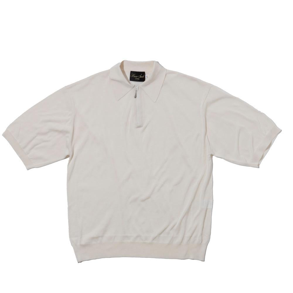 Haversack Zip Knit Polo Ivory-Polo Shirt-Clutch Cafe