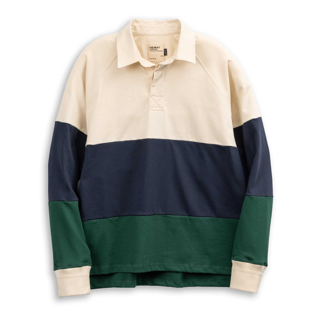 Heimat Raglan Rugby Shirt Tannen Gruen / Seashell /Ink-Rugby Shirt-Clutch Cafe