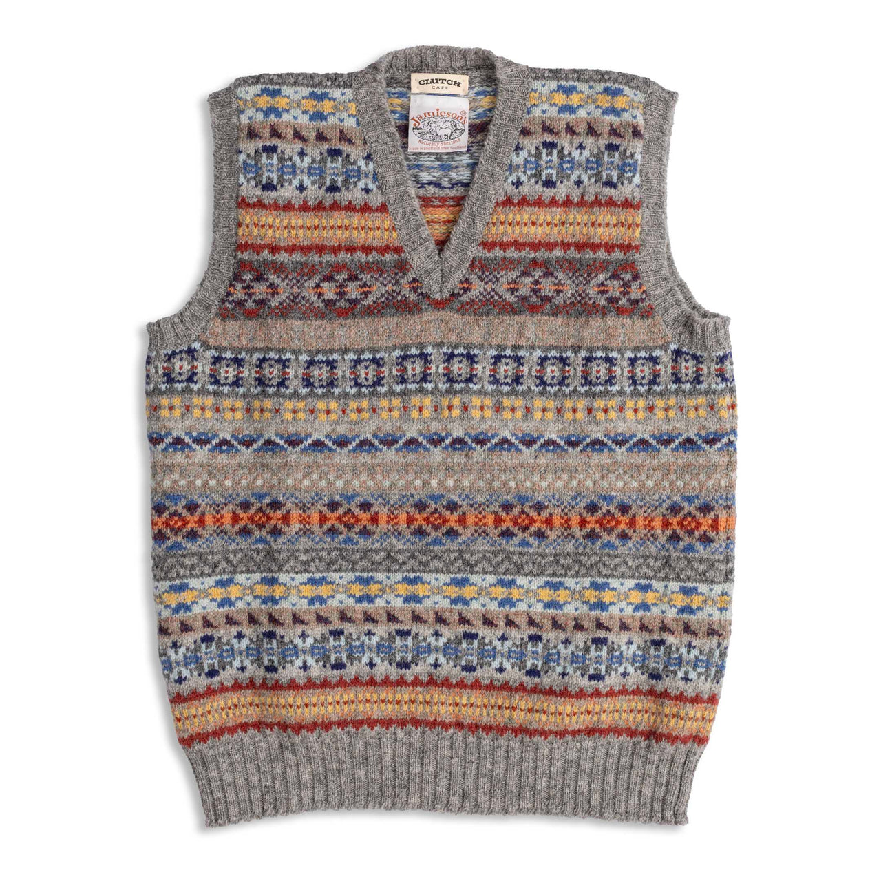 Jamieson's for Clutch Cafe Fair-Isle V-Neck Slip Over Mix-Knitwear-Clutch Cafe