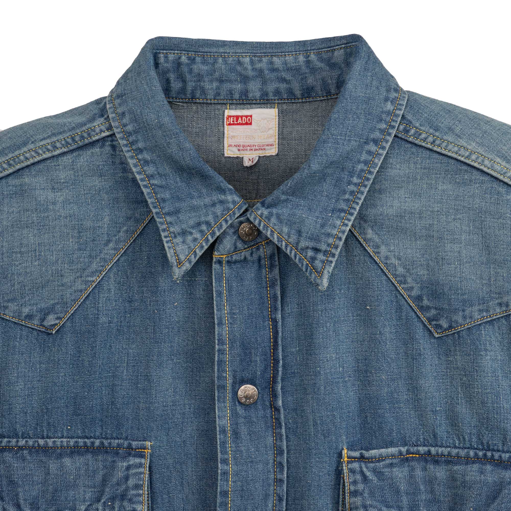 Jelado Vaquero Denim Western Shirt Faded Indigo-Shirts-Clutch Cafe