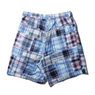KUON Madras Patchwork Shorts Light Blue Multi-Shorts-Clutch Cafe
