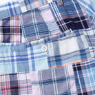 KUON Madras Patchwork Shorts Light Blue Multi-Shorts-Clutch Cafe