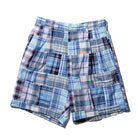 KUON Madras Patchwork Shorts Light Blue Multi-Shorts-Clutch Cafe