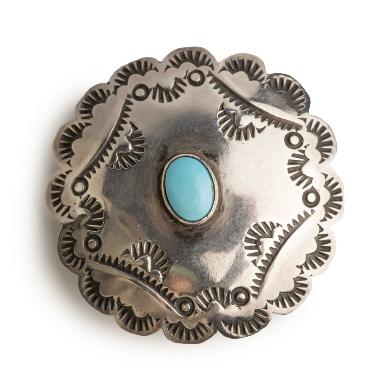 LFC Morenci Turquoise Concho Pin-Brooch-Clutch Cafe