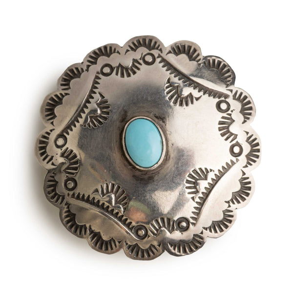 LFC Morenci Turquoise Concho Pin-Brooch-Clutch Cafe