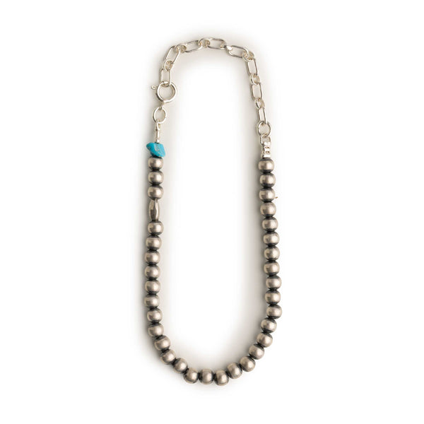 LFC Sleeping Beauty Turquoise 5mm 7.5" w/extender Silver Bead Bracelet-Bracelet-Clutch Cafe