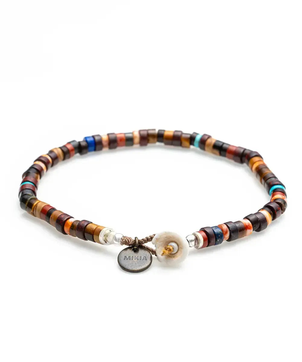 Mikia Heishi Beads Bracelet Brown Multi-Bracelet-Clutch Cafe