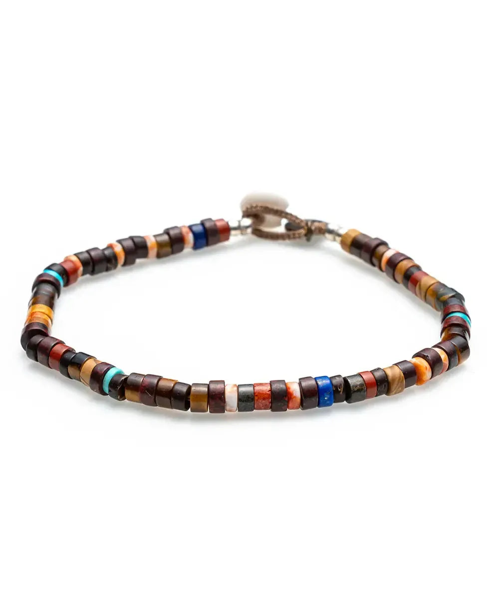 Mikia Heishi Beads Bracelet Brown Multi-Bracelet-Clutch Cafe