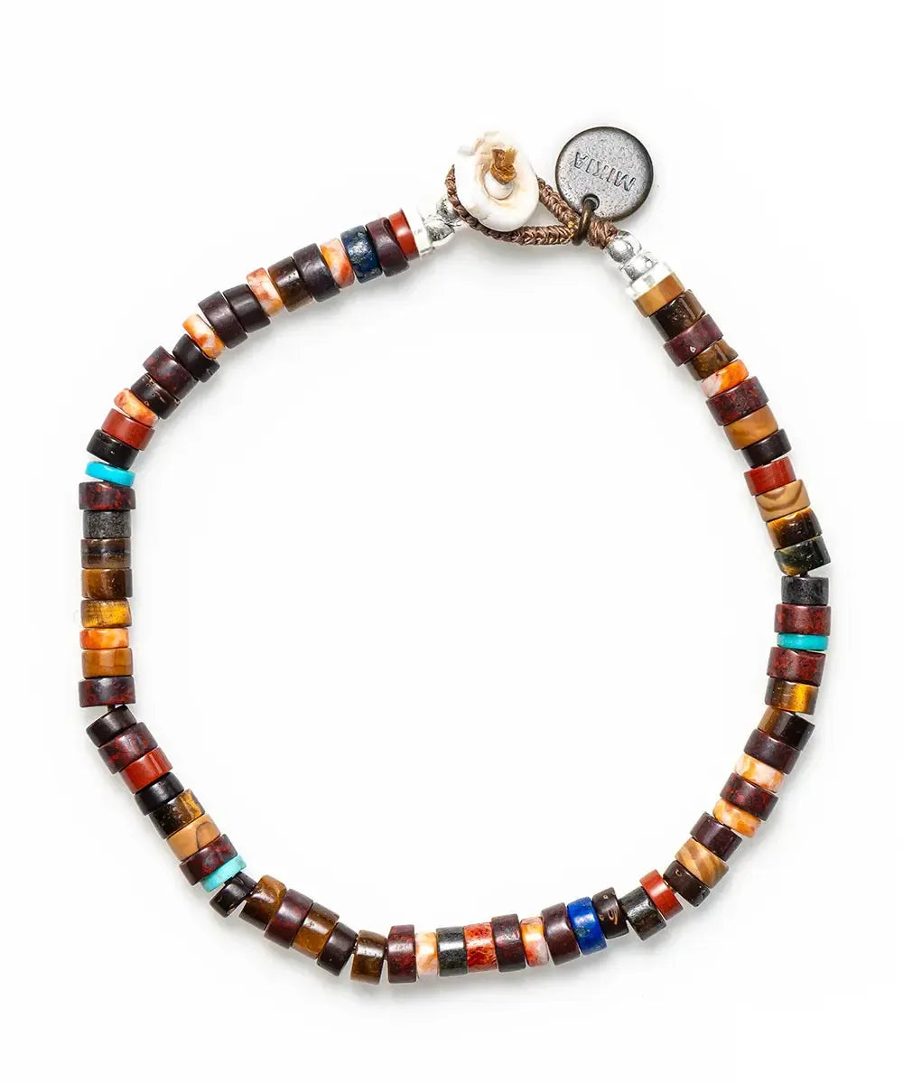 Mikia Heishi Beads Bracelet Brown Multi-Bracelet-Clutch Cafe