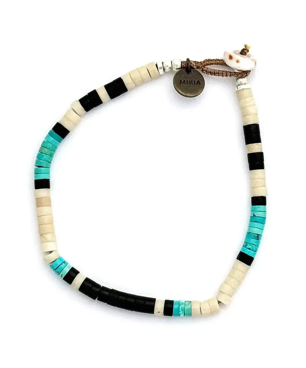 Mikia Heishi Beads Bracelet Fossil Jasper/Turquoise-Bracelet-Clutch Cafe