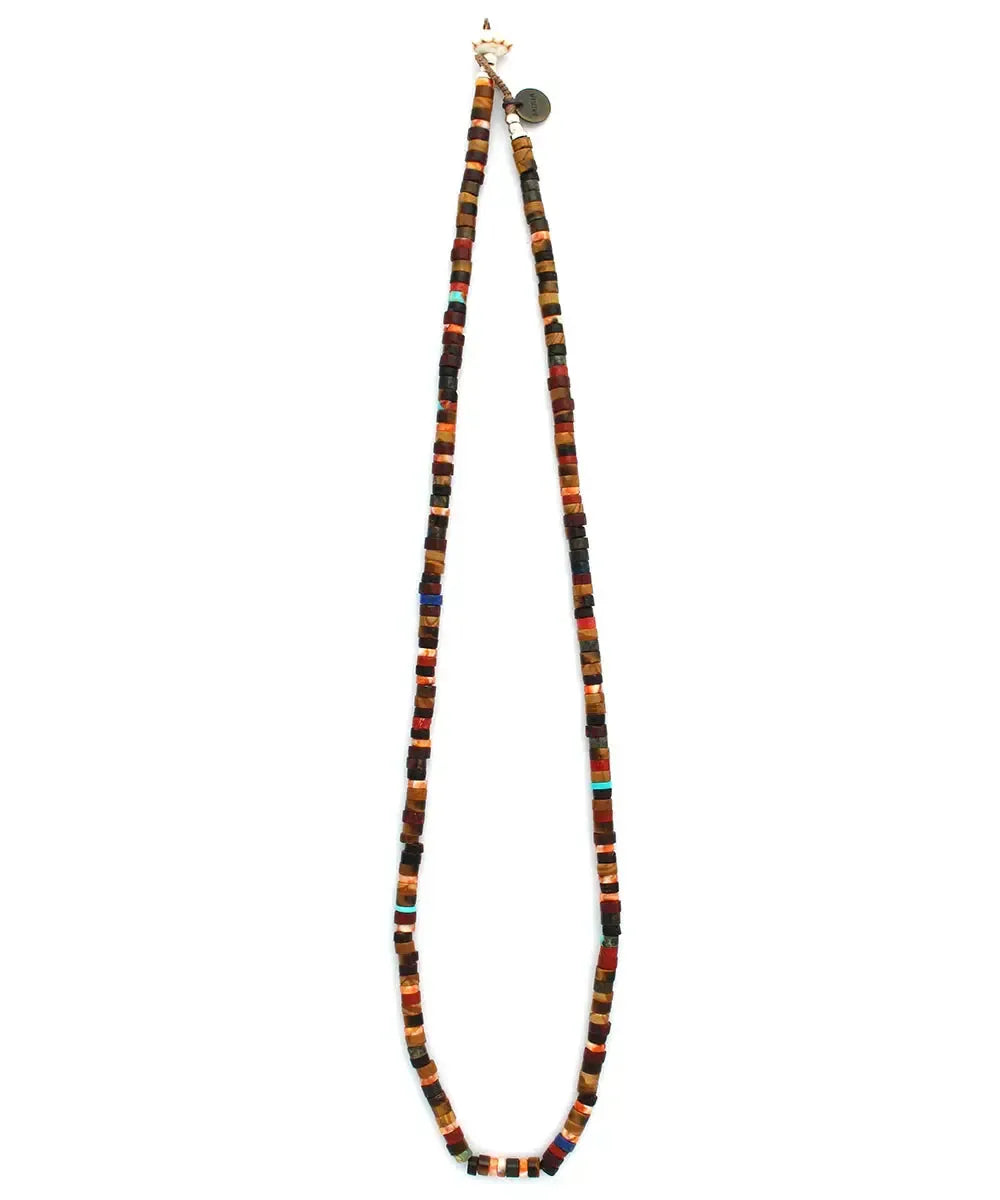 Mikia Heishi Beads Necklace Brown Multi-Bracelet-Clutch Cafe