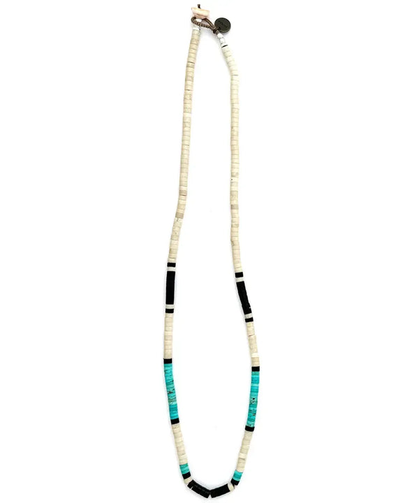 Mikia Heishi Beads Necklace Fossil Jasper/Turquoise-Bracelet-Clutch Cafe
