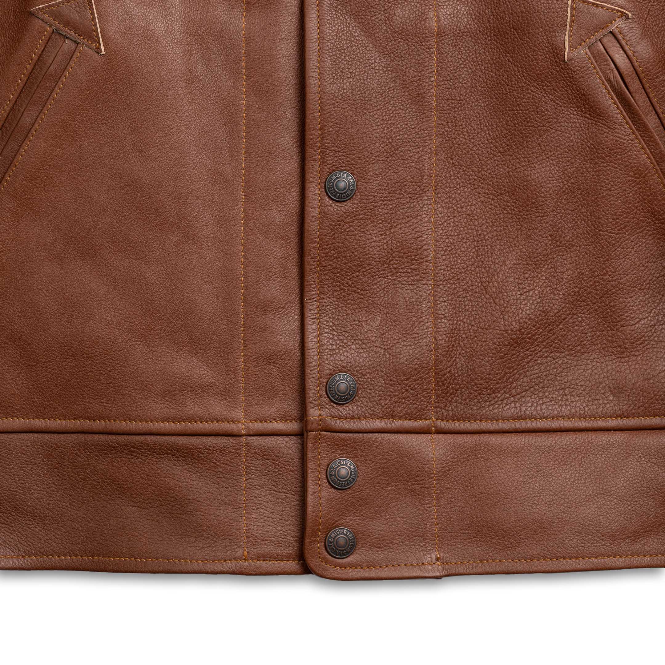 Mister Freedom Campus Leather Jacket 'Stud' Bison Brown-Jacket-Clutch Cafe