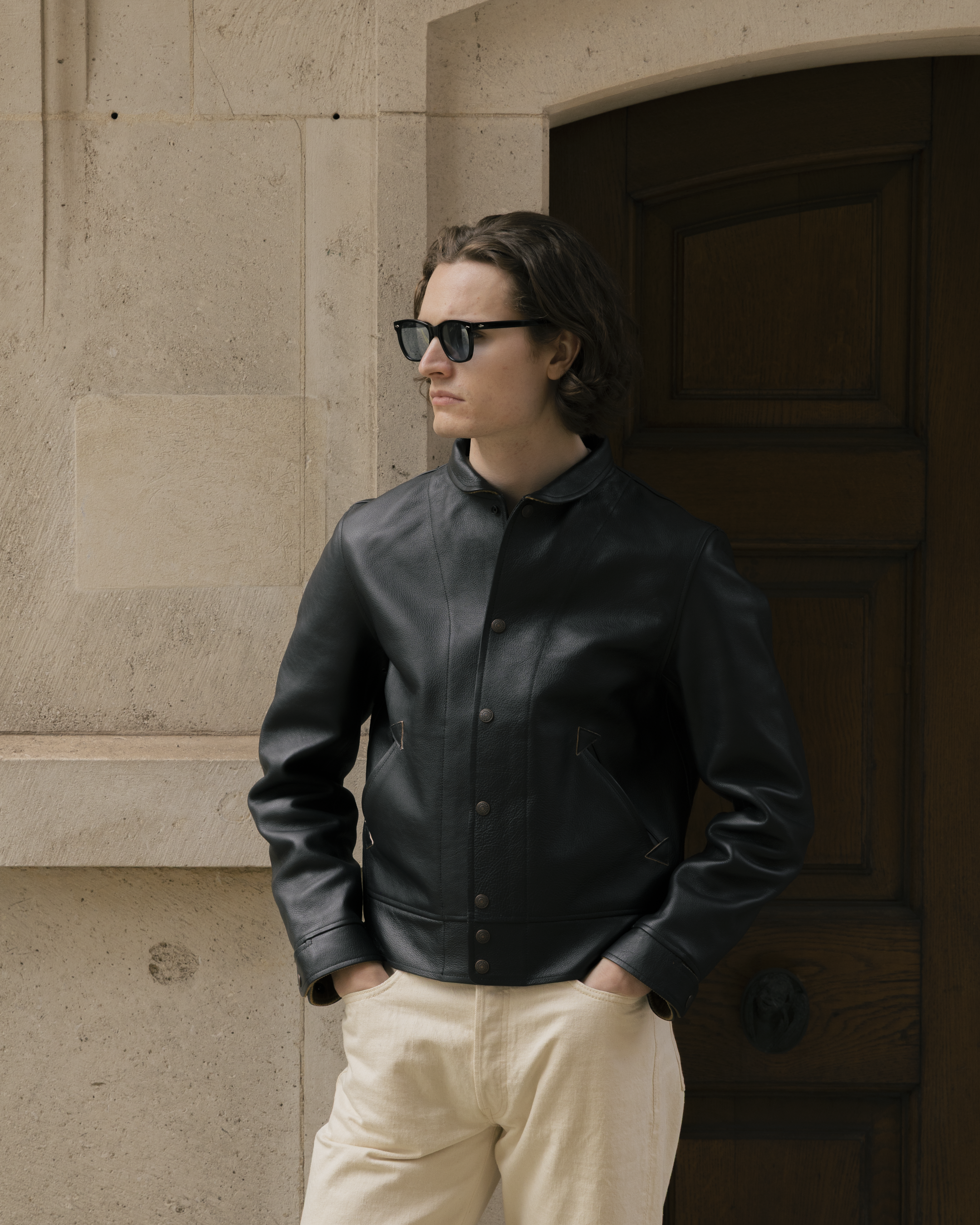 Mister Freedom Campus 'Stud' Leather Jacket Black-Leather Jacket-Clutch Cafe
