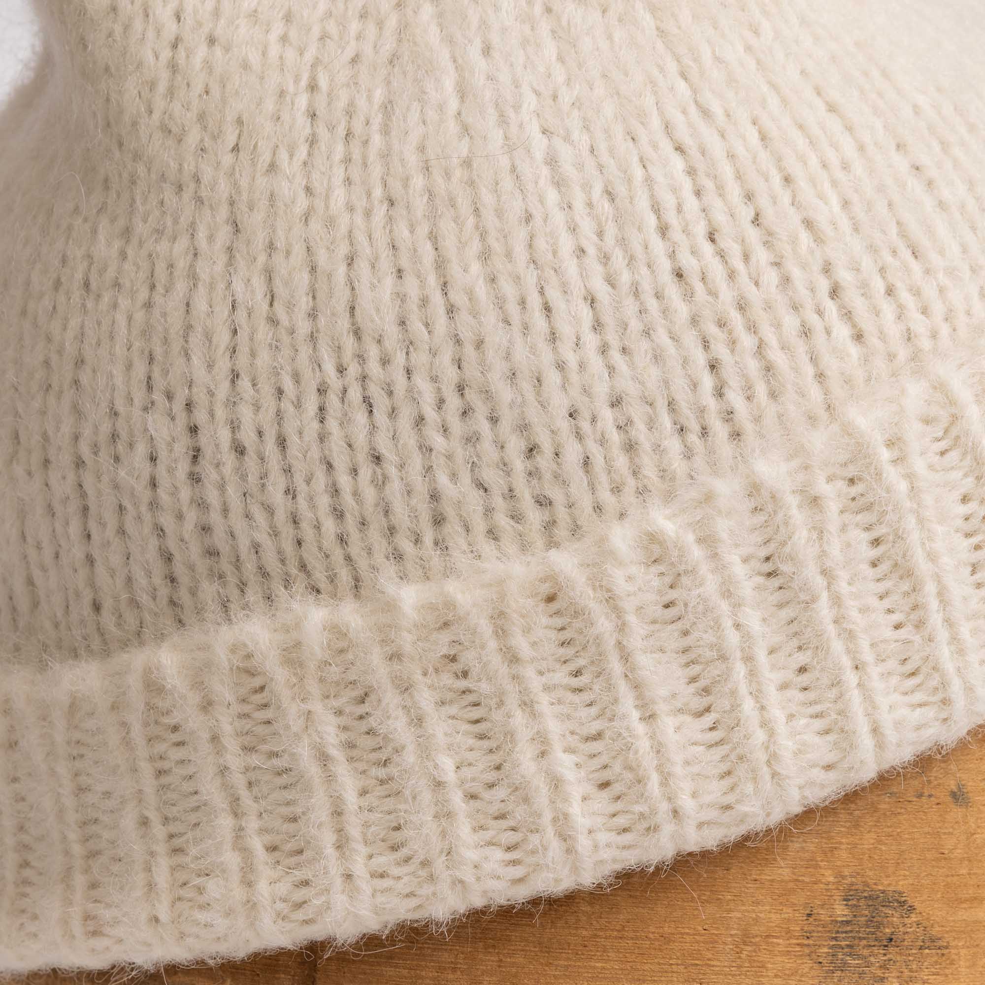 Monitaly Alpacotton Cuff Cap Cream-Hat-Clutch Cafe