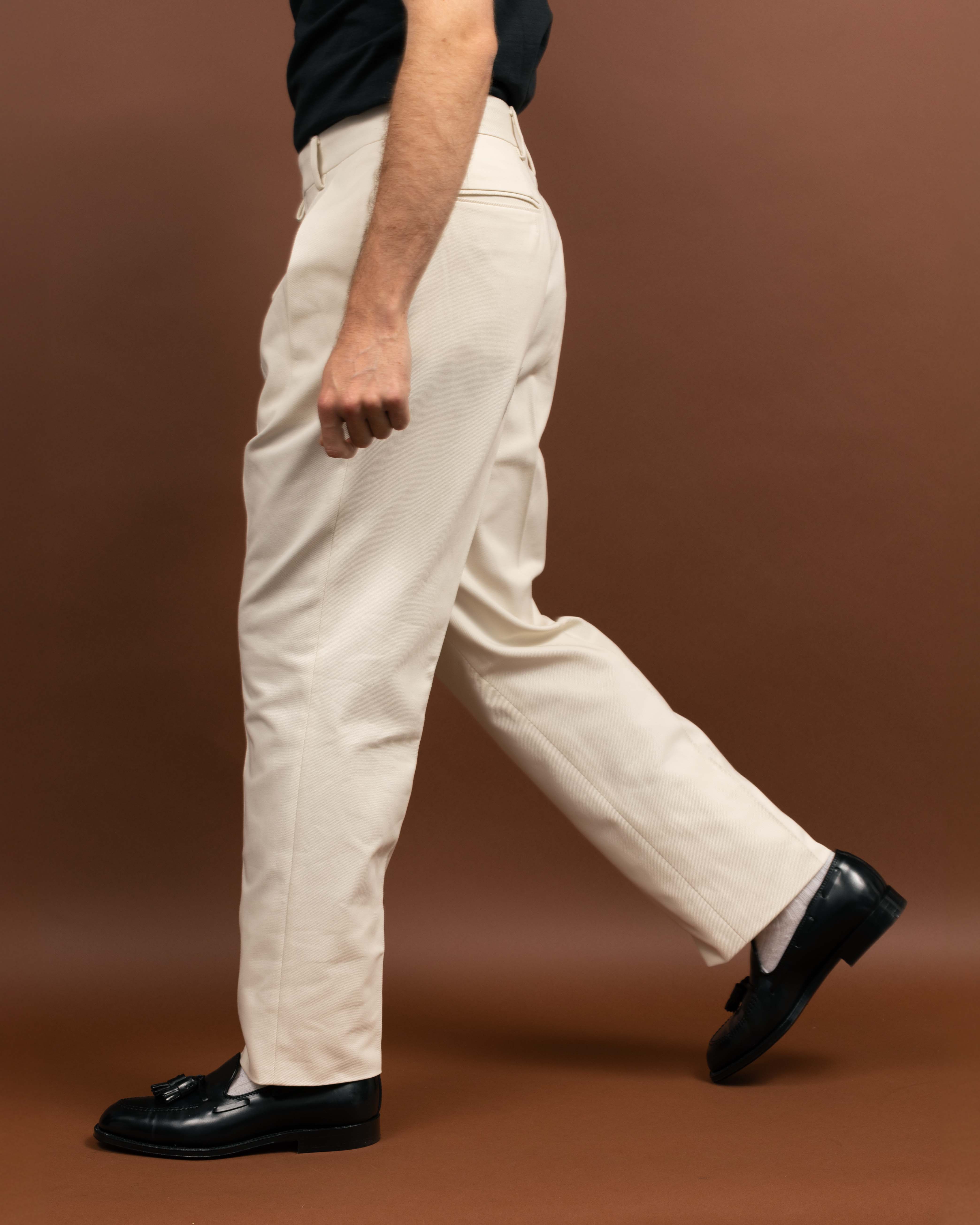 NEAT 3PLY Organic Katsuragi Standard Type 1 Ivory-Trousers-Clutch Cafe