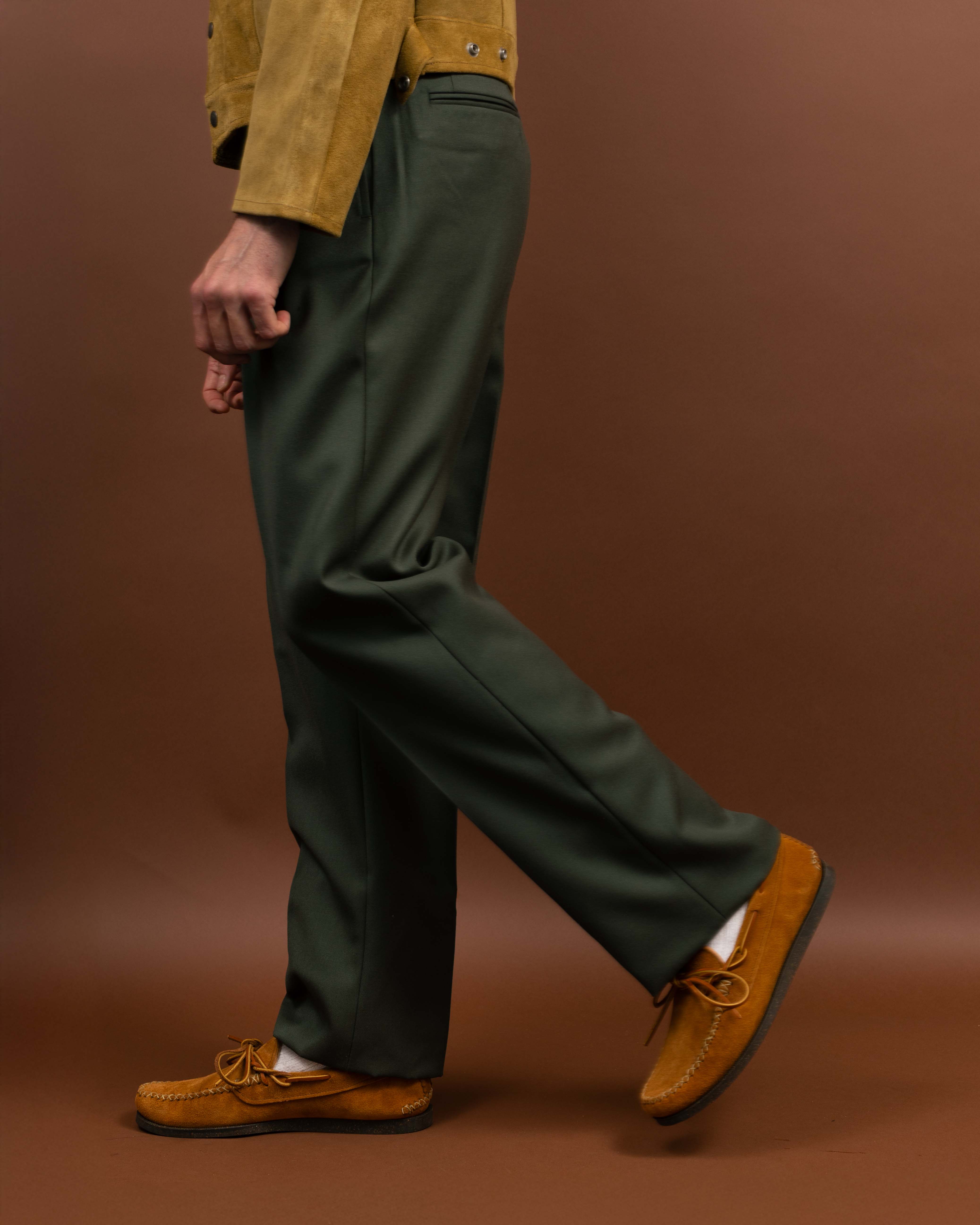 NEAT Back Satin Gabardine Standard Type 1 Olive-Trousers-Clutch Cafe