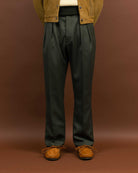 NEAT Back Satin Gabardine Standard Type 1 Olive-Trousers-Clutch Cafe