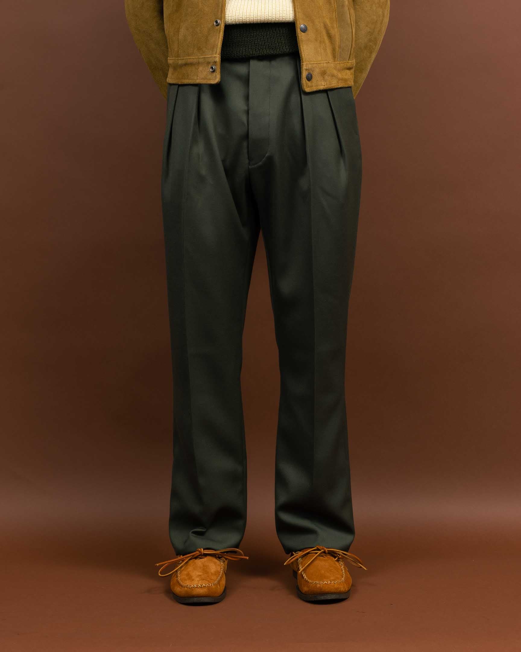 NEAT Back Satin Gabardine Standard Type 1 Olive-Trousers-Clutch Cafe