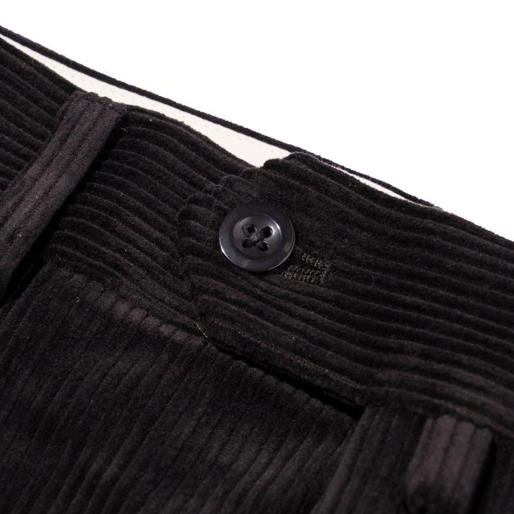 NEAT High Density Corduroy 'Standard' Trousers Black-Trousers-Clutch Cafe