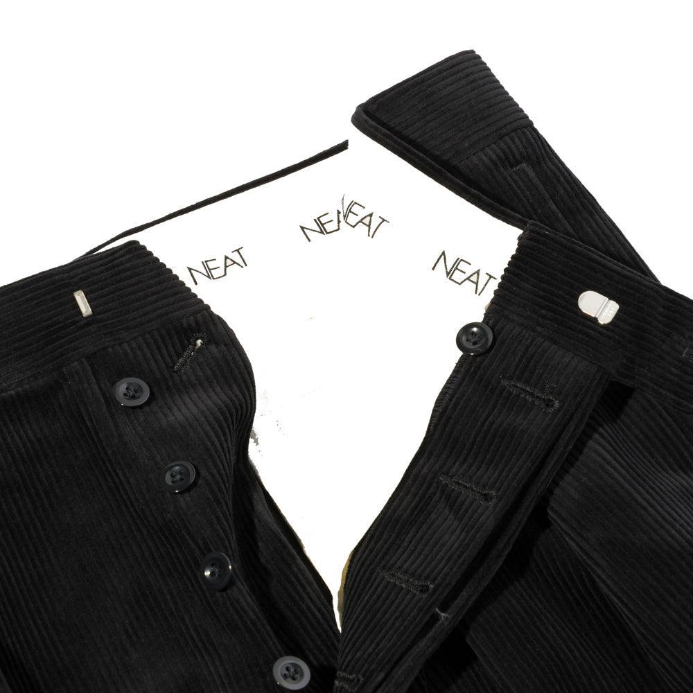 NEAT High Density Corduroy 'Standard' Trousers Black-Trousers-Clutch Cafe