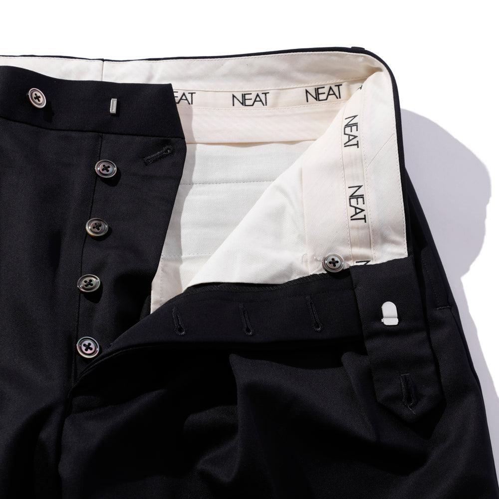 NEAT Wool Gabardine Standard Trousers Navy-Chinos-Clutch Cafe