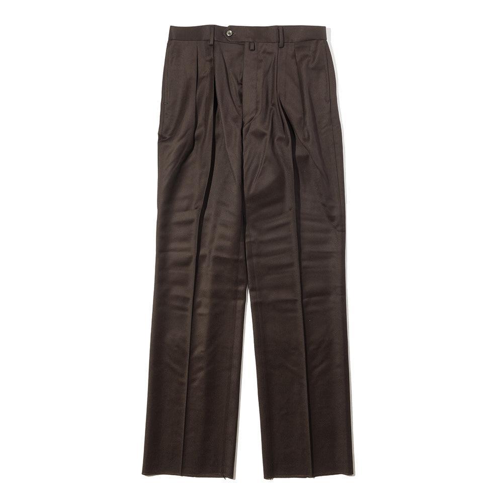 NEAT Wool Tricotine Wide Trousers Brown-Trousers-Clutch Cafe