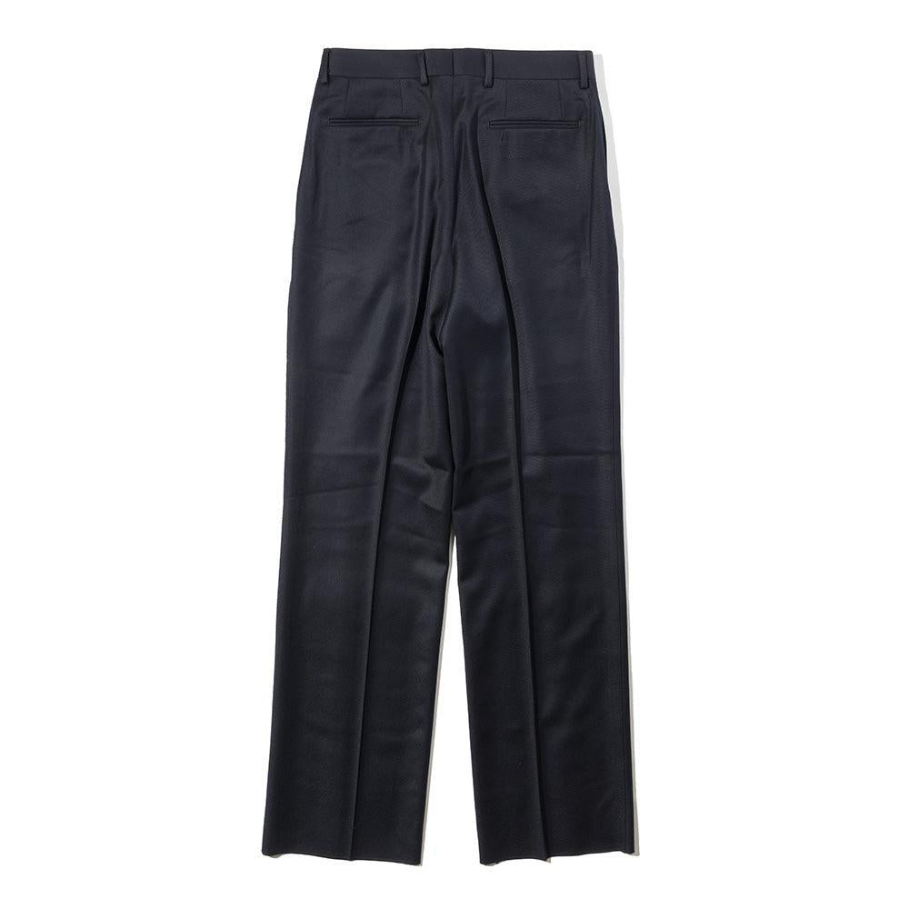 NEAT Wool Tricotine Wide Trousers Navy-Trousers-Clutch Cafe
