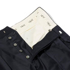 NEAT Wool Tricotine Wide Trousers Navy-Trousers-Clutch Cafe