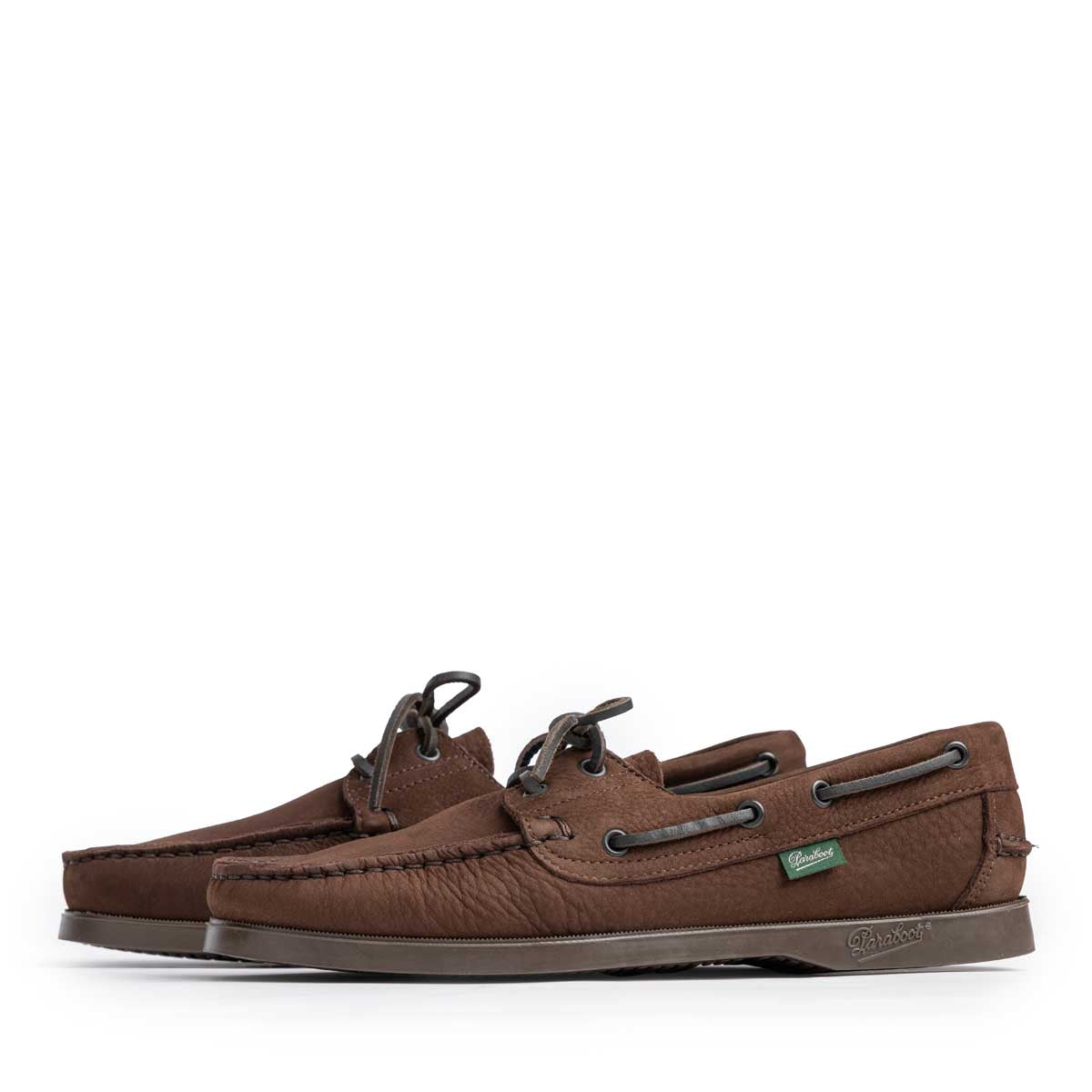 Paraboot Barth Taurillon Nubuck Deck Shoe Chocolat-Shoes-Clutch Cafe